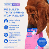 GutWell Itchy Skin - Dog Itching Skin Relief & Seasonal Allergy Itch Relief for Dogs - Promotes Skin Hydration, Elasticity & Healthy Barrier with Triple-biotic Blend, Zinc, & Vitamin E - 60 Scoops