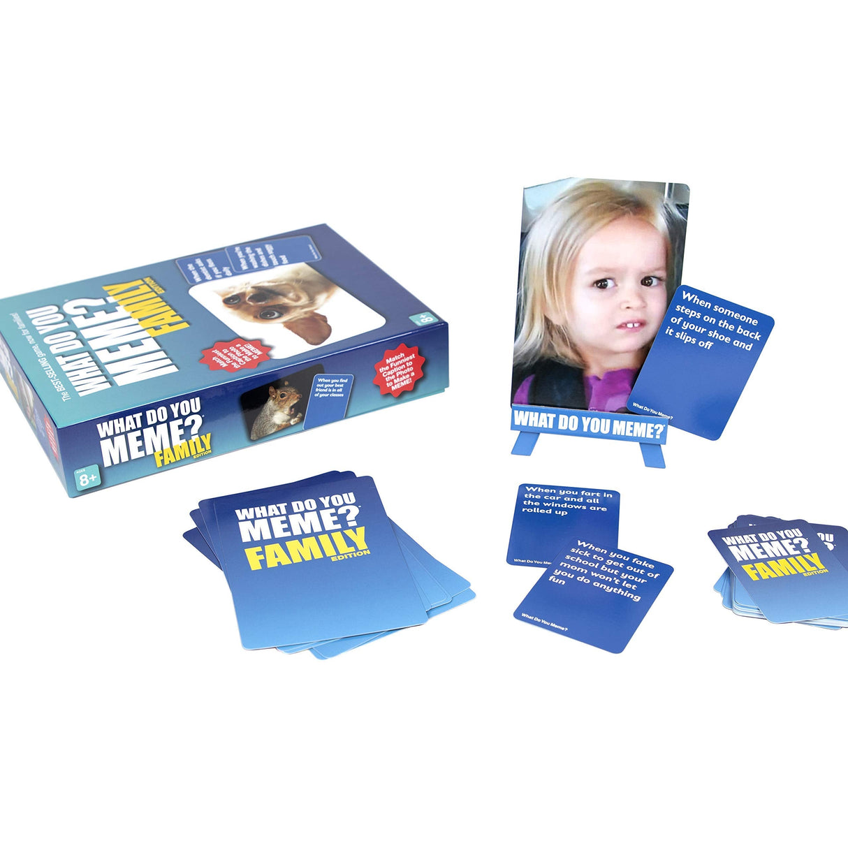 WHAT DO YOU MEME? Family Edition by Relatable, Kids Games for Kids 8+, Family Games for Kids and Adults, The TikTok Viral Sensation, Includes 300 Caption Cards, 65 Photo Cards, and Game Instructions