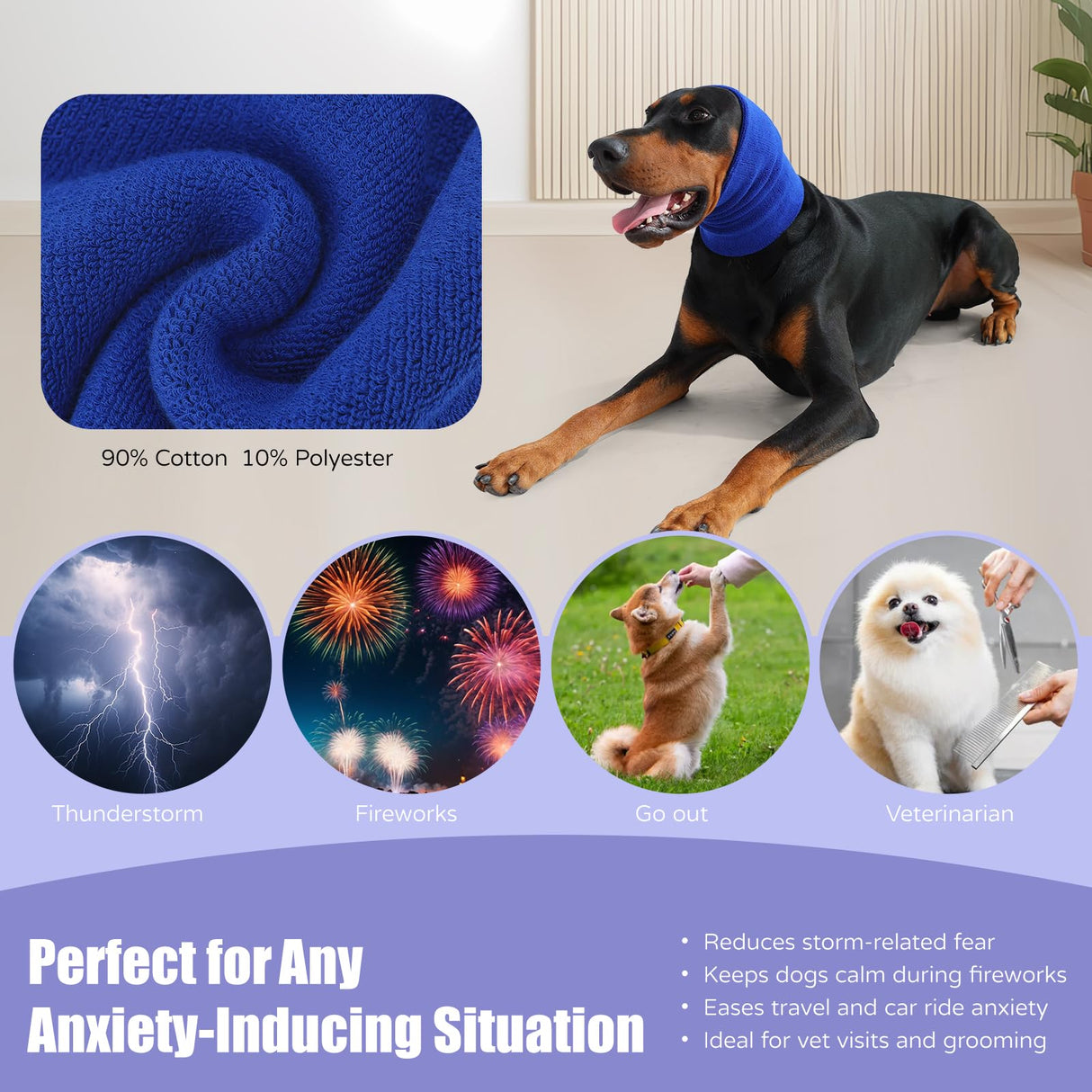 Harbyel 3 Pack Bundle (S, M, L) Dog & Cat Calming Hoodie - Anxiety Relief Ear Protector, Noise-Canceling Head Cover for Grooming, Bath, Force Drying, Thunder & Fireworks