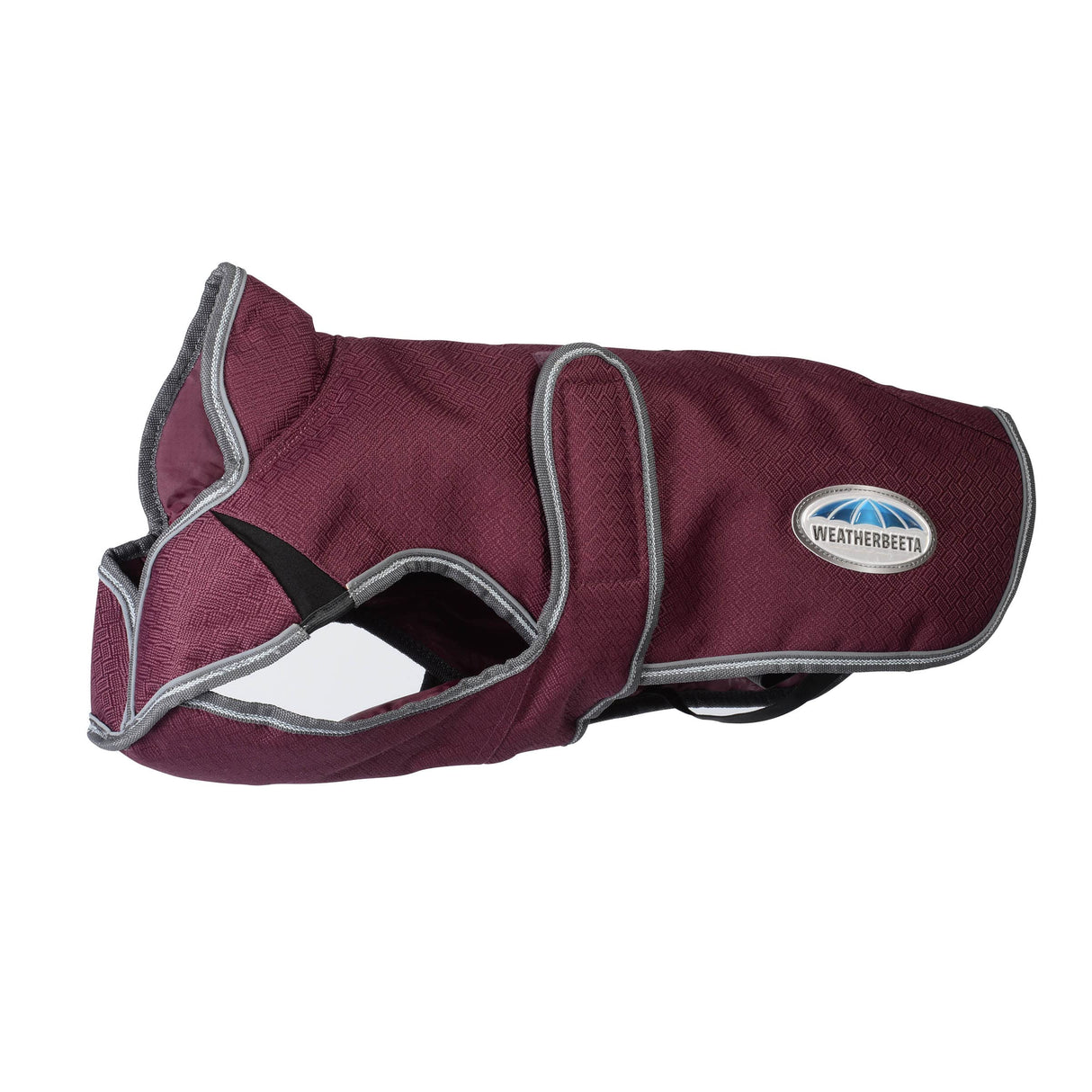 WeatherBeeta ComFiTec Premier Free Parka Deluxe Dog Coat Medium, Maroon/Grey/White, 28"