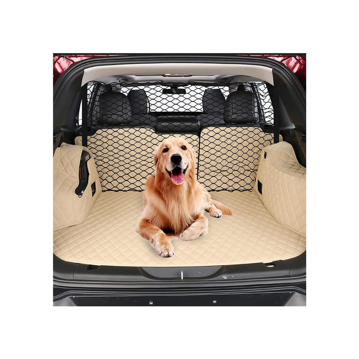 Q-DDOIT Dog Car Barrier 47" Wide for Trucks/SUVs/Full Sized Sedans Pet Restraint Car Backseat Divider Vehicle Gate Cargo Area Travel Trunk Mesh Net Screen Barricade