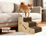 TIMHAKA Dog Stairs for Small Dogs, 3-Step Wooden Dog Ramp for Bed, Couch & Car, Non-Slip Pet Stairs for Small Old Short-Legged Puppy & Cat, Indoor Pet Steps with X-Brace Support