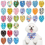 Bensbl 30Pcs Dog Bandanas Bulk Adjustable Washable Triangle Pet Bandanas Cartoon Bone Paw Print for Small Medium Large Dogs Grooming Daily Wear Birthday Party