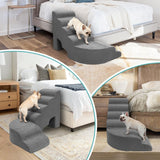 LitaiL 27.5 inches Foam Pet Steps for High Beds, Steps for Dogs to Get on Bed, L Shape Pet Ramps for Bedside, 6 Tiers Stairs for Dogs to Get on Beds for Small Medium Large Dog