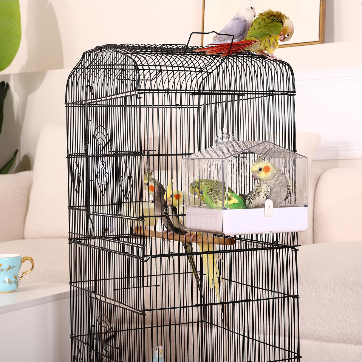 Colorday Bird Bath for Cage, Parrot Bath for Small to Medium Birds, Cockatiels, Parakeets, Budgie, Quaker, Conure, Lovebirds, Finches(6.7X6.7X7.74 inch)