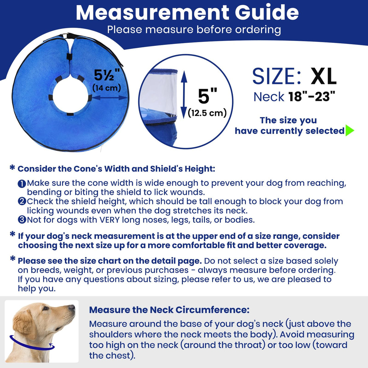 BARKLESS Dog Cone, Inflatable Dog Cone After Surgery for Large Breeds, Soft Surgery Collar with Enhanced Anti-Licking Guard Shield for Pets, Patented Protective Donut Collar