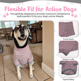 Tooth & Honey Big Dog Stripe Shirt – Pullover with Full Belly Coverage – Pink and Grey Pitbull Shirt for Extra Large Dogs