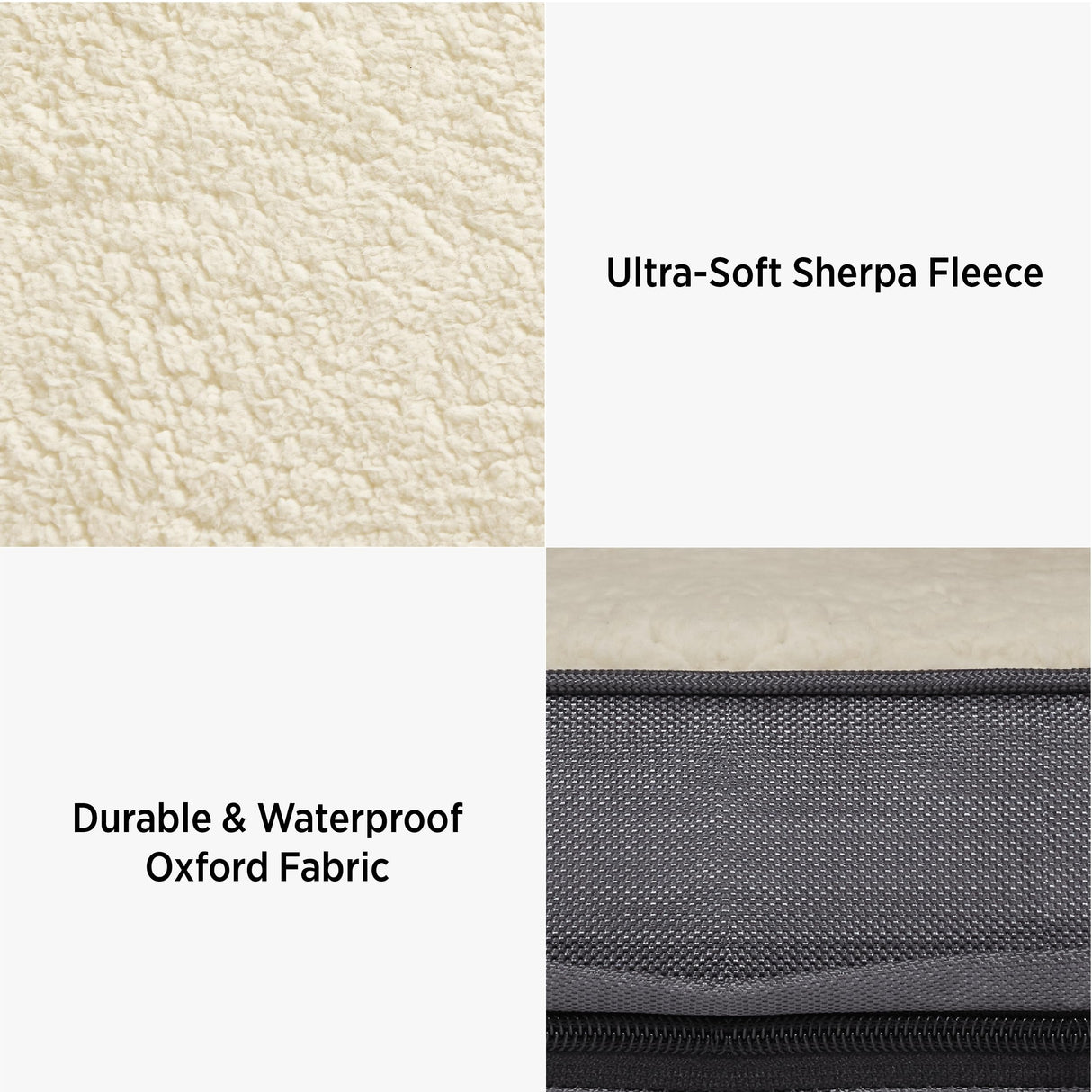 LE SURE Washable Dog Bed Cover Replacement - Large Size Plush Fleece Cover for Orthopedic Egg Crate Foam Pet Mat 36x27x3 Inches, Grey