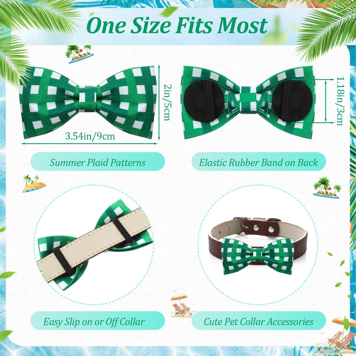 Silkfly 60 Pcs Summer Plaid Dog Collar Bow Ties Bulk Dog Bowtie Holiday Pet Accessories Puppy Bows Detachable Collar Charms for Small Medium Large Pets Cat Grooming Supplies Costume