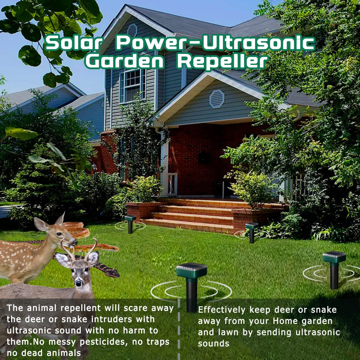 Deer Repellent Devices 6 Pack,Deer Repellent,Deer Deterrent Devices for Garden,Deer Repeller for Yard,Deer Fence for Yard,Sonic Deer Repellent Outdoor,Deer Away,Deer and Rabbit Repellent