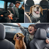 Dog Barrier for Car SUV, 47" Dogs Net with Metal Hooks, Stretchable Mesh Cargo Net, Car Divider Dog Gate for Driving Safely with Children & Pets, Universal for Trucks, SUV
