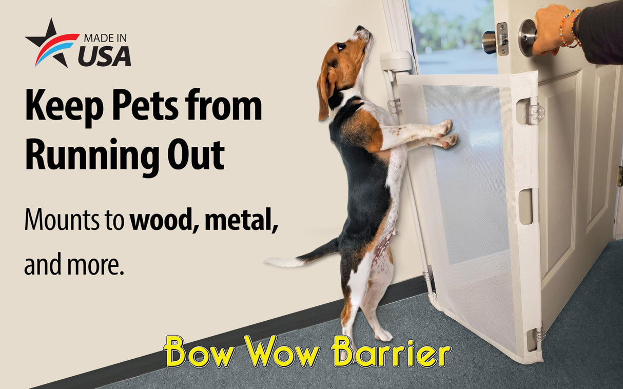Bow Wow Barrier 28” Café by Smart Retract: Retractable Door Barrier for Dogs and Cats
