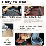 Car Dog Seat with 2 Safety Leashes,Dog Booster Seat for Small Medium Dogs 0-28lbs,Pet Car Travel Safety Bed with Storage Pockets,Non-Slip Bottom,Fully Detachable and Easy to Install(S1-Grey)