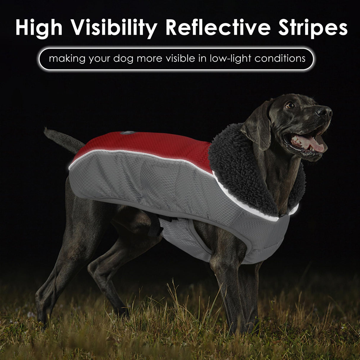 Petglad Dog Coat, Waterproof Ripstop Dog Winter Jacket with Leash Hole, Reflective Adjustable Warm Pet Fleece Snow Sweater for Small Medium Large Dogs - Red, XL