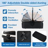 KAVELLIN Pet Stroller for Small/Medium Dogs, Foldable Dog Stroller with Detachable Carrier,3 in 1 Pet Stroller for Dogs Cats up to 50 lbs, Cup Holders,Easy Assembly, Black
