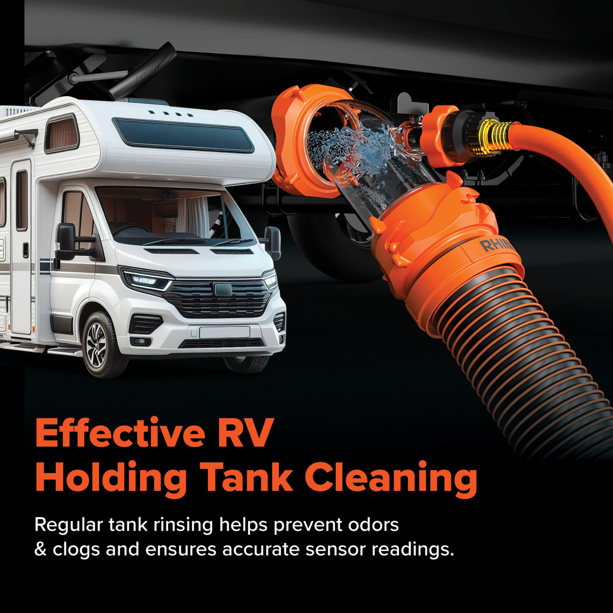 Camco Rhino Blaster RV Tank Rinser with Backflow Preventer - RV Accessories for Toilet and Waste Tank Cleaning - Essential Camper Supplies for Odor Control and Sensor Maintenance - (39080)