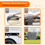 Yara’s Woofyverse Dog Seat for Car – Booster Seat for Small & Medium Dogs with Adjustable Cushions, Fur-Lined Headrest & 6-Pocket Storage – Portable Pet Car Seat for Front/Back Travel – Stone Shadow