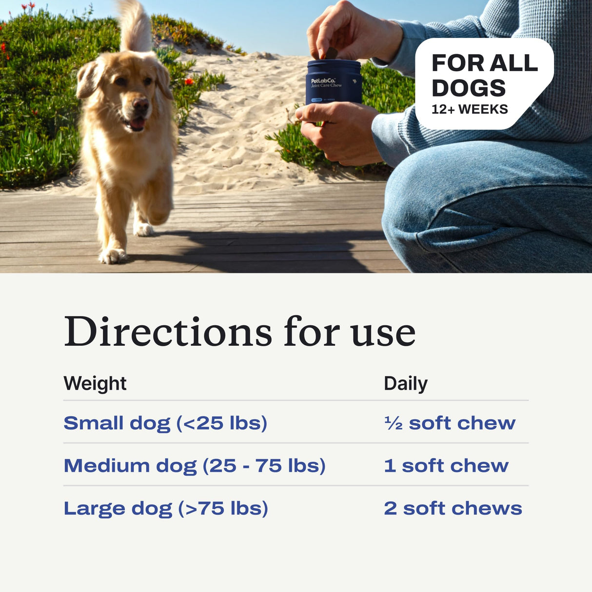 PetLab Co. Joint Care Chews - High Levels of Glucosamine for Dogs, Green Lipped Mussels, Omega 3 and Turmeric - Hip and Joint Supplement to Actively Support Mobility - Packaging May Vary - (2-Pack)