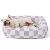 LE SURE Cute Dog Bed for Medium Dogs - Washable Pet Beds,Cozy Rectangle Orthopedic Sofa with Jacquard Shaggy Plush & Anti Slip Bottom,30x24x8inches