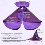 Vehomy Halloween Dog Costume Dog Witch Cape Witch Hat Set Pet Wizard Cloak Vampire Devil Outfit Puppy Cat Halloween Cloak Devil Clothes Outfit Apparel Cosplay for Small Medium Large Dogs 2Pcs XL