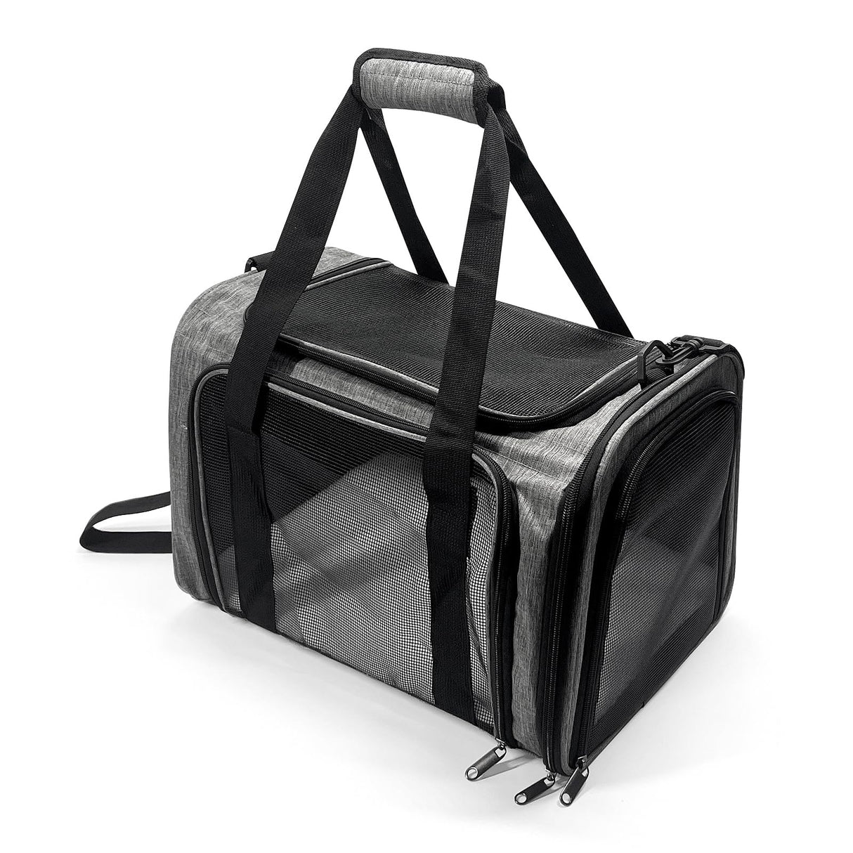 Pucewmy Pet Carrier for Small Dogs Cats, Up to 15Lbs, Airline Approved Collapsible Travel Puppy Carrier, 17x11x11 Inches, Grey