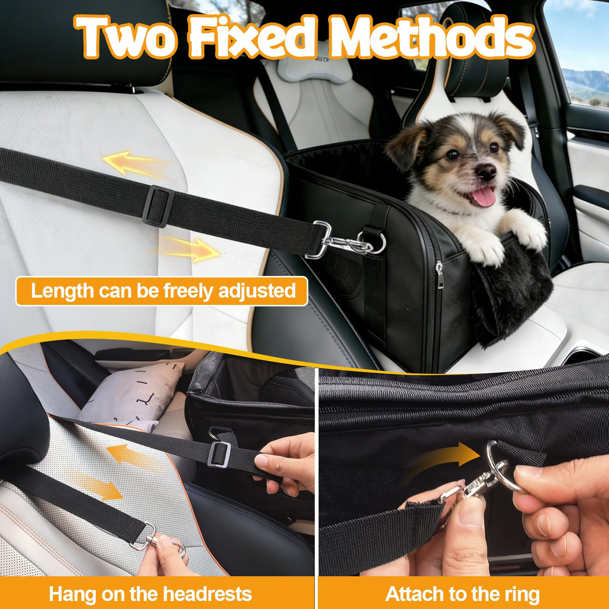 BABORUI Center Console Dog Car Seat, 3-in-1 Portable Pet Carrier, Cat Car Seat with Zipper Fold Storage, Travel Ride Companion for Cats