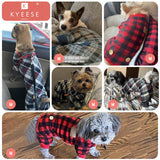 KYEESE Dog Pajamas Plaid Dog Pajamas for Small Dogs Boy Girl Comfy Coat Soft Doggie Jammies Stretchy Onesie Pet Clothes Velvet Pjs, Grey, Medium