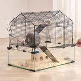 VEVOR Hamster Cage, 360° Viewing Transparent Hamster Habitats, Small Animal Cage, 22.8 x 15 x 21.3 in, Ventilated Pet Mouse Cages with Water Bottle, Portable Hamster House for Rats, Guinea Pigs