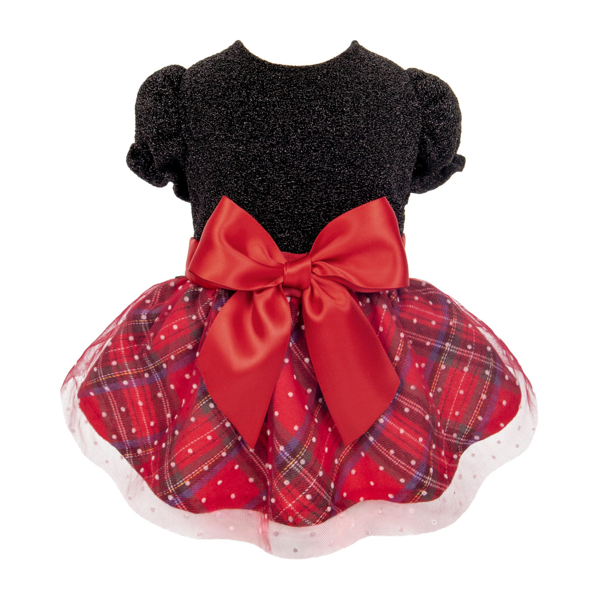 Fitwarm Christmas Puff Sleeve Dog Dress, Elegant Dog Christmas Outfit, Doggy Clothes for Small Dogs Girl, Pet Apparel, Black, Red, Small