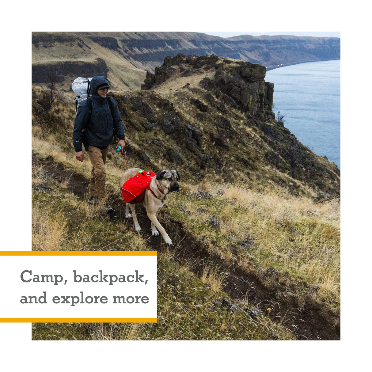Ruffwear, Palisades Dog Backpack, Multi-Day Pack with Removable Saddlebags & 2x1L Hydration Bladders, Cross-Load Compression, Breathable Adjustable Harness, Reflective Trim, Red Sumac, Small