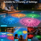 Solar Powered Floating Pool Lights(2 Pack), Pool Lights That Float with Remote Control, 12 Lighting, Timing Mode, IP67 Waterproof for Inground/Above Ground Pool, Pool Party, Bathroom, Bathtub, Garden