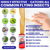 Fly Strips Indoor Sticky Hanging 48pk with Pins. Non Toxic Outdoor Fly Trap Indoor for Home. Flies Tape Paper Trap Ribbon Roll for House Gnat Fruit and Housefly. Bug Catchers for Inside Home Flypaper.