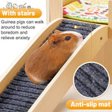 Upgraded Guinea Pig Castle, Sturdy Wooden Guinea Pig Hideout, Small Animal House Bed Hut Habitats with Stairs, Easy to Assemble for Hamsters Bunny Chinchillas Playing Hiding