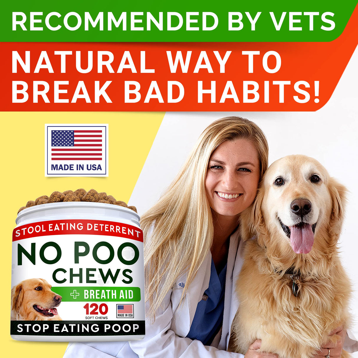 STRELLALAB No Poo Chews for Dogs – Helps Stop Poop Eating, Coprophagia Support with Probiotics, Digestive Enzymes & Fresh Breath (Turkey)