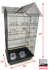 38-Inch Double Roof Top Large Flight Bird Cage with Toys Climbing Ladder Side Nesting Box Doors for Cockatiels Sun Parakeets Conures Aviary Budgie Finch Lovebird Canary Pet Bird Travel Cage