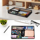 shenee Desk Drawer Organizer Tray,Drawer Organizer for Office and Home,Desk Organizer with Drawers,4 Compartments,Non-Slip Desk Organizers and Accessories for Stationery Makeup School (Black)