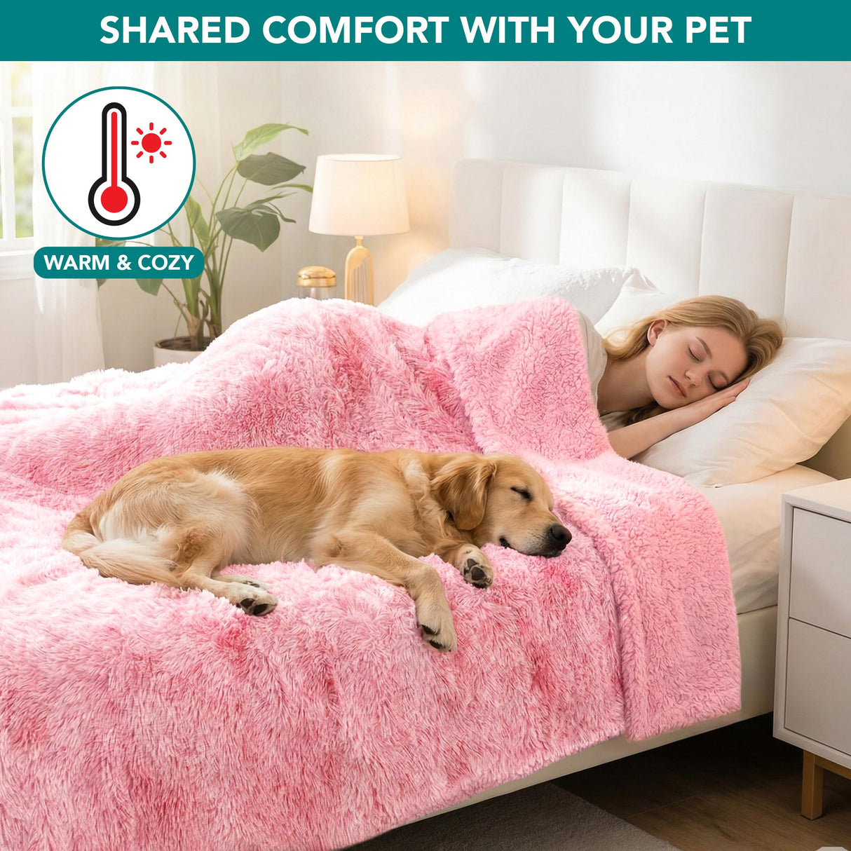 PetAmi Waterproof Dog Blanket for Medium Large Dogs, Calming Fleece Cat Blanket, Couch Protector Washable Sherpa Faux Fur Pet Throw for Puppy, Soft Reversible Leakproof 40x60 Tie-Dye Pink