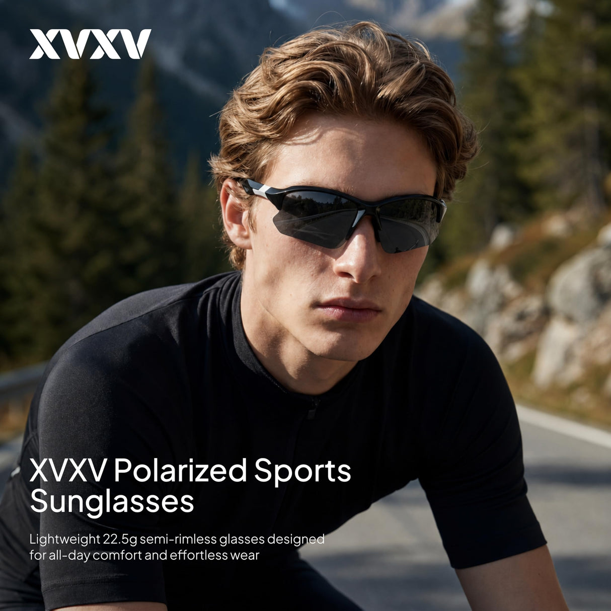 XVXV 3 Pack Polarized Sports Sunglasses for Men, UV Protection Half Frame Sunglasses Comfortable for Running Cycling Driving