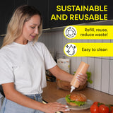 Condiment Squeeze Bottles, 16 OZ Empty Squirt Bottle with Twist Top Cap, Leak Proof - Great for Ketchup, Mustard, Syrup, Sauces, Dressing, Oil, Arts and Crafts, BPA FREE Plastic - 2 PACK