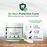 Dog Teeth Cleaning Powder - Fortify Dental Powder for Dogs - Plaque Remover and Freshens Bad Breath with Fresh Green Supplements - Contains Kelp, Probiotics, and Other Tooth Cleaning Ingredients