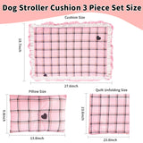 Lukhmelf Pet Stroller Pad, Anti-Slip Bottom, Removable & Washable Dog Pillow & Quilt Set (Pink)