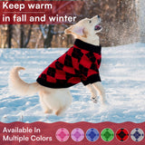 Queenmore Medium Dog Sweater, Dog Sweaters for Medium Dogs Girls Boys, Christmas Clothes for Doggie, Warm Cozy Knit Pullover with Plaid Pattern, Soft Pet Winter Jacket (Red,M)