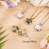 KAGREC Customize Pet Paw Print Locket Necklace for Women Men Personalize Paw Memorial Necklace for Dog Cat Pet for Memorial Gift-Gold White