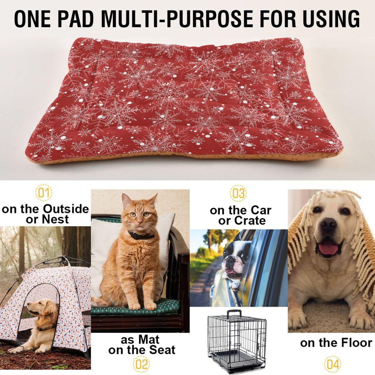 Sletend Christmas Snowflake Pet Bed Cute Dog Bed Mat Absorbing Non Slip Pad Pet Sleeping Mat for Small, Medium, and Large Dogs Puppy Cat 24 in x 18 in