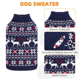 KOOLTAIL Christmas Dog Sweater, Cold Weather Pullover Classic Knitwear, Reindeer Snowflake Pattern Thick Warm Winter Pet Clothes,Cable Knit Sweaters for Small Medium Large Dogs Boy Girl,Navy Blue L/XL