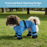 Dog Pants with Suspenders, Adjustable Waterproof Dog Boots, Anti-Dirty Anti-Slip Pet Paw Protectors, Reflective for Night Visibility, Ideal for Daily Outdoor Strolls (Blue, S)