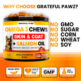 Omega 3 for Dogs - Fish Oil for Dogs Chews - Allergy and Itch Relief - Anti Shedding Supplement - Joint Health Treatment - Dry Itchy Skin and Coat Supplement - Salmon Oil - EPA & DHA - Made in USA