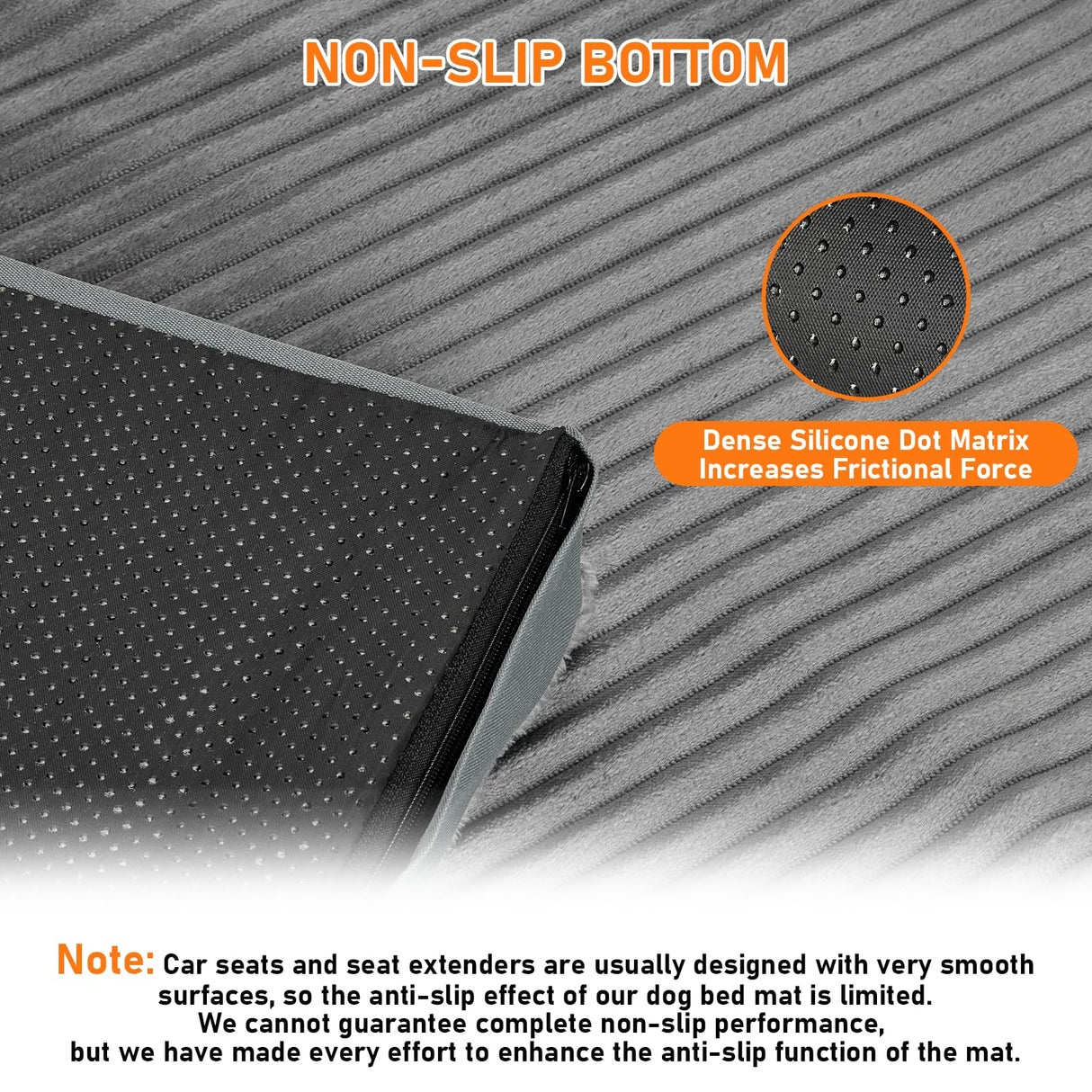 Dog Bed Mat for Car Backseat,Colewin Non-slip Waterproof Car Seat Mat for Dogs&Pets with 2-Inch Thick Foam & Easy Clean Dog Pad Cover Suitable for Travel,Camp,Home,NOT Include Extender(23.5x51in,Grey)