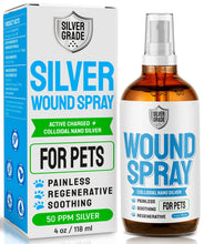 Load image into Gallery viewer, SILVER GRADE Wound Spray for Pets – Colloidal Silver Wound Care for Dogs &amp; Cats – Helps with Skin Irritation, Hot Spots, Rashes, Scratching, Itch, Bites &amp; Burns – Use a Dog Cone – 4 oz
