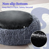 rabbitgoo Calming Dog Bed for Small Medium, 30 inches Pet Bed Machine Washable, Non-Slip Round Fluffy Plush Faux Fur Large Cat Cushion, Soft Donut Cuddler Cushion for Small Dogs, Dark Grey